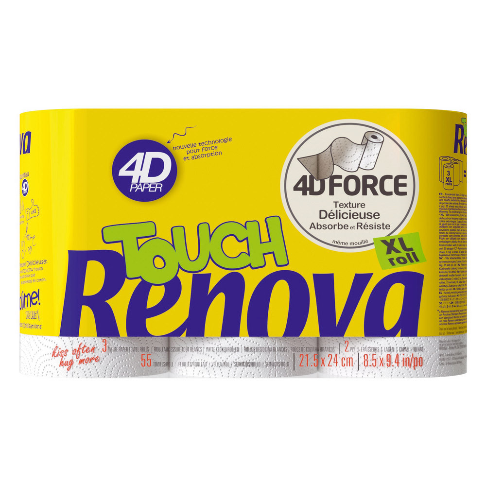 Essuie-tout Renova 4D, 3 rouleaux