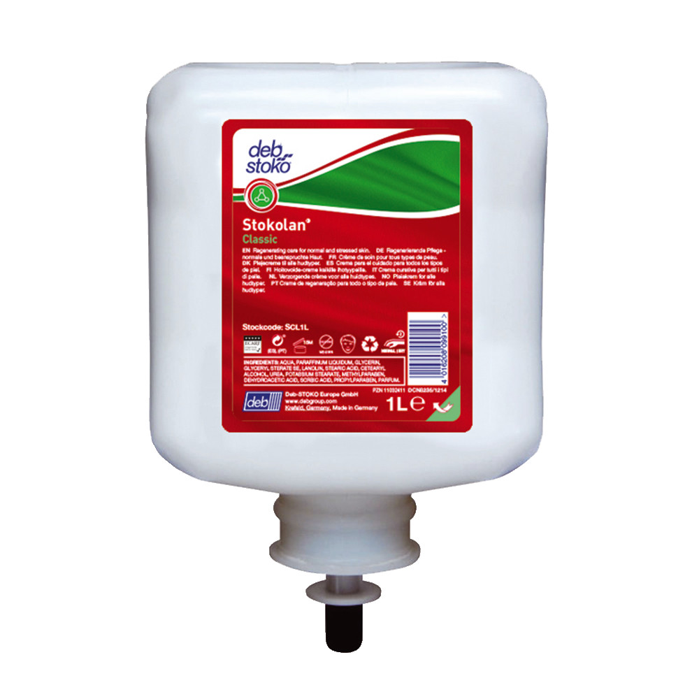 Crème de soin mains Stokolan Classic, lot de 6 cartouches de 1 L