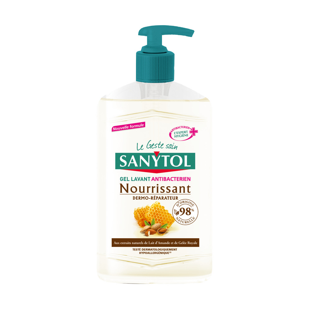 Gel lavant mains antibactérien nourrissant Sanytol lait d'amande 250 m