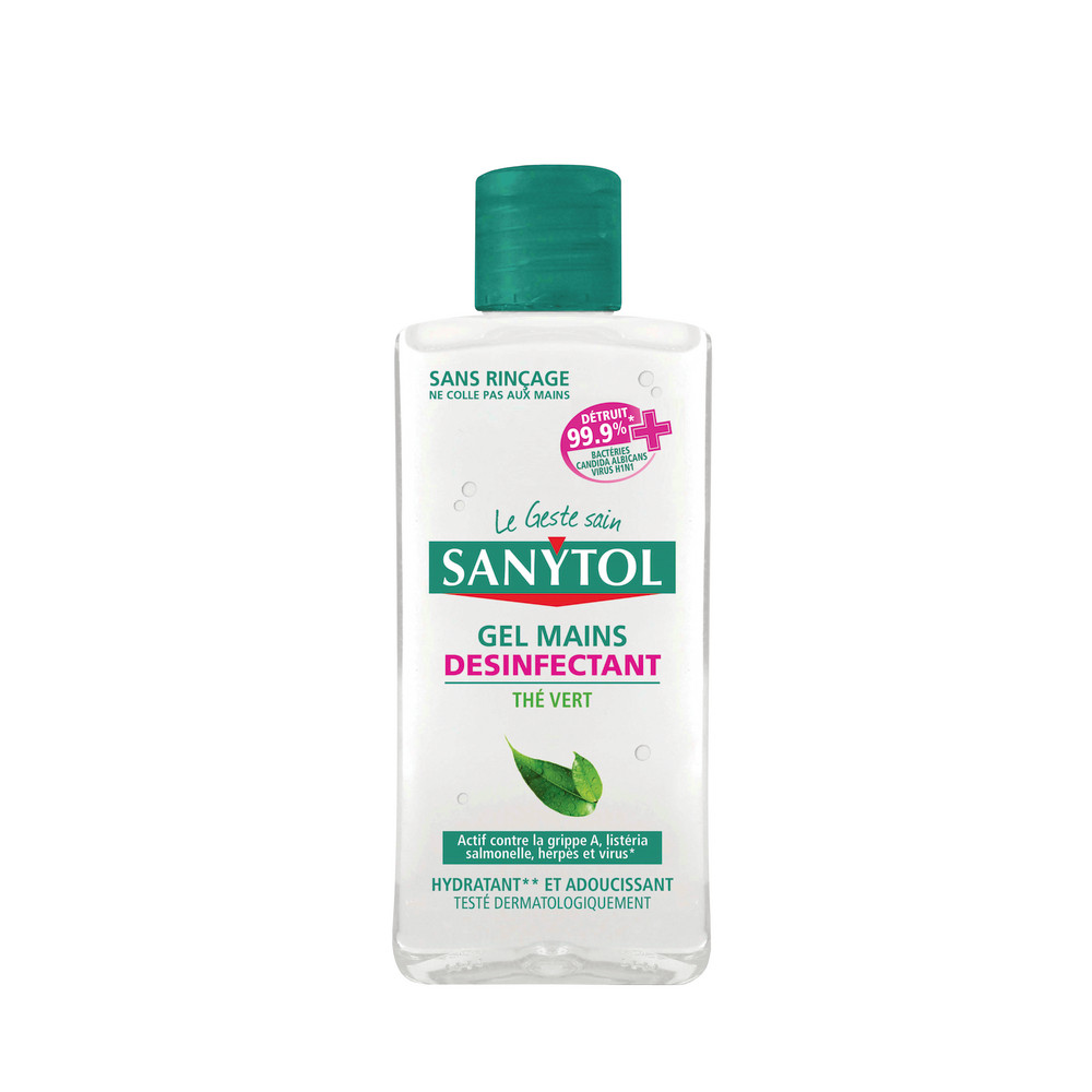 Gel mains désinfectant et hydratant Sanytol, flacon de 75 ml, senteur thé vert