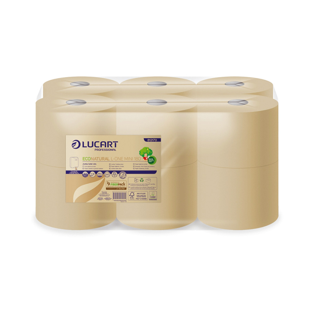 Papier toilette Lucart EcoNatural L-One, lot de 12 mini bobines