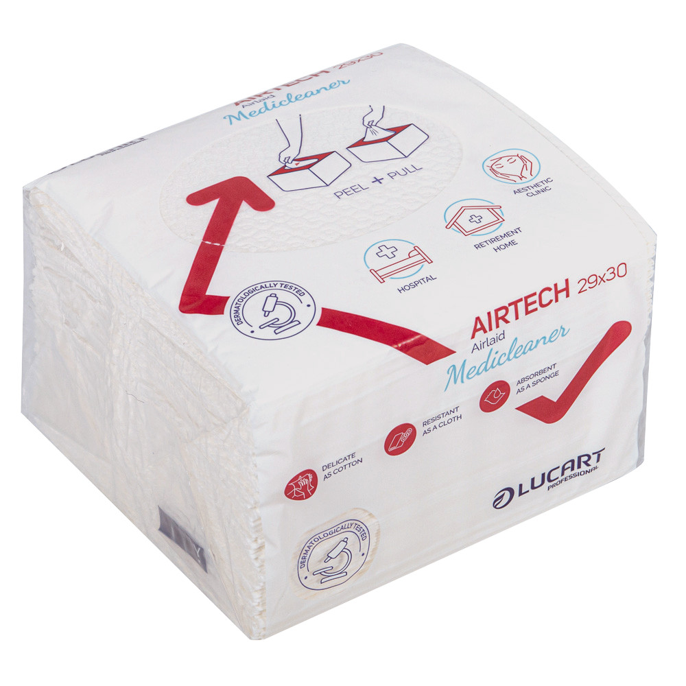 Carrés de soins jetables Lucart, boite de 45, 29 x 30 cm, 50 g/m2, gamme Airtech