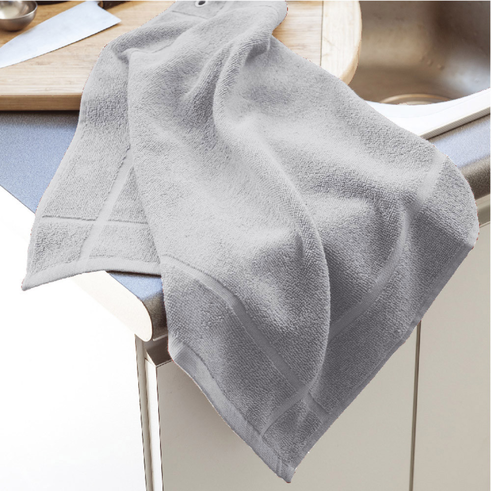 Torchons éponge carré gris 40 x 40 cm, lot de 3