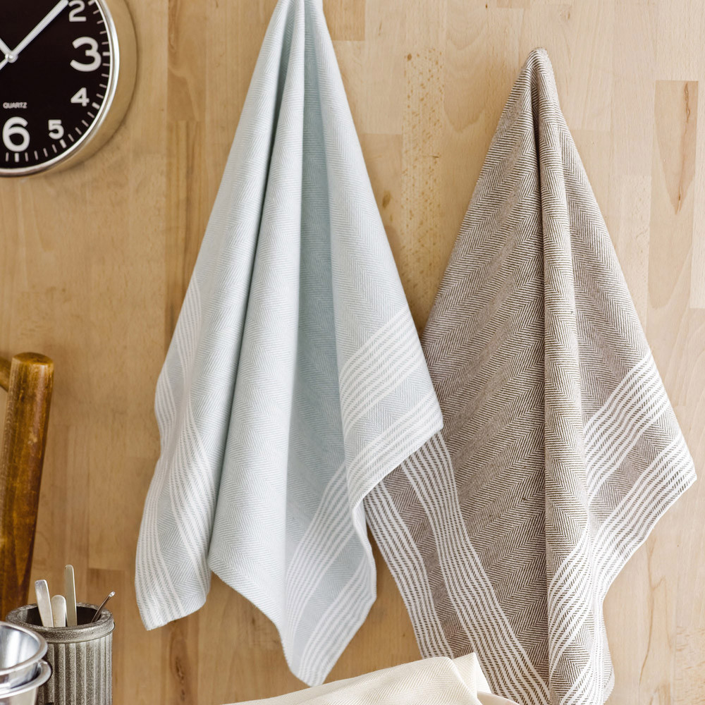 Torchons coton chevron 50 x 70 cm, lot de 3