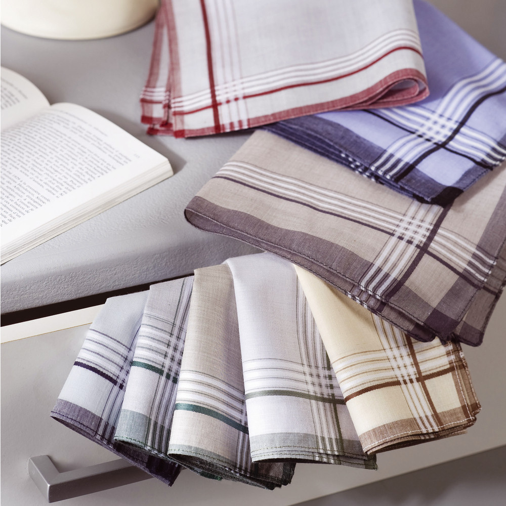 Mouchoirs en tissu, coloris assortis clair, lot de 12 mouchoirs