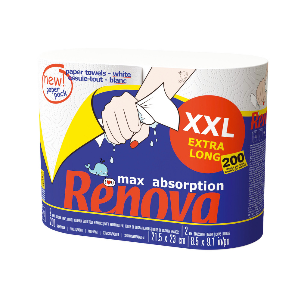 Essuie-tout Renova XXL Paper Pack, le lot de 2 rouleaux