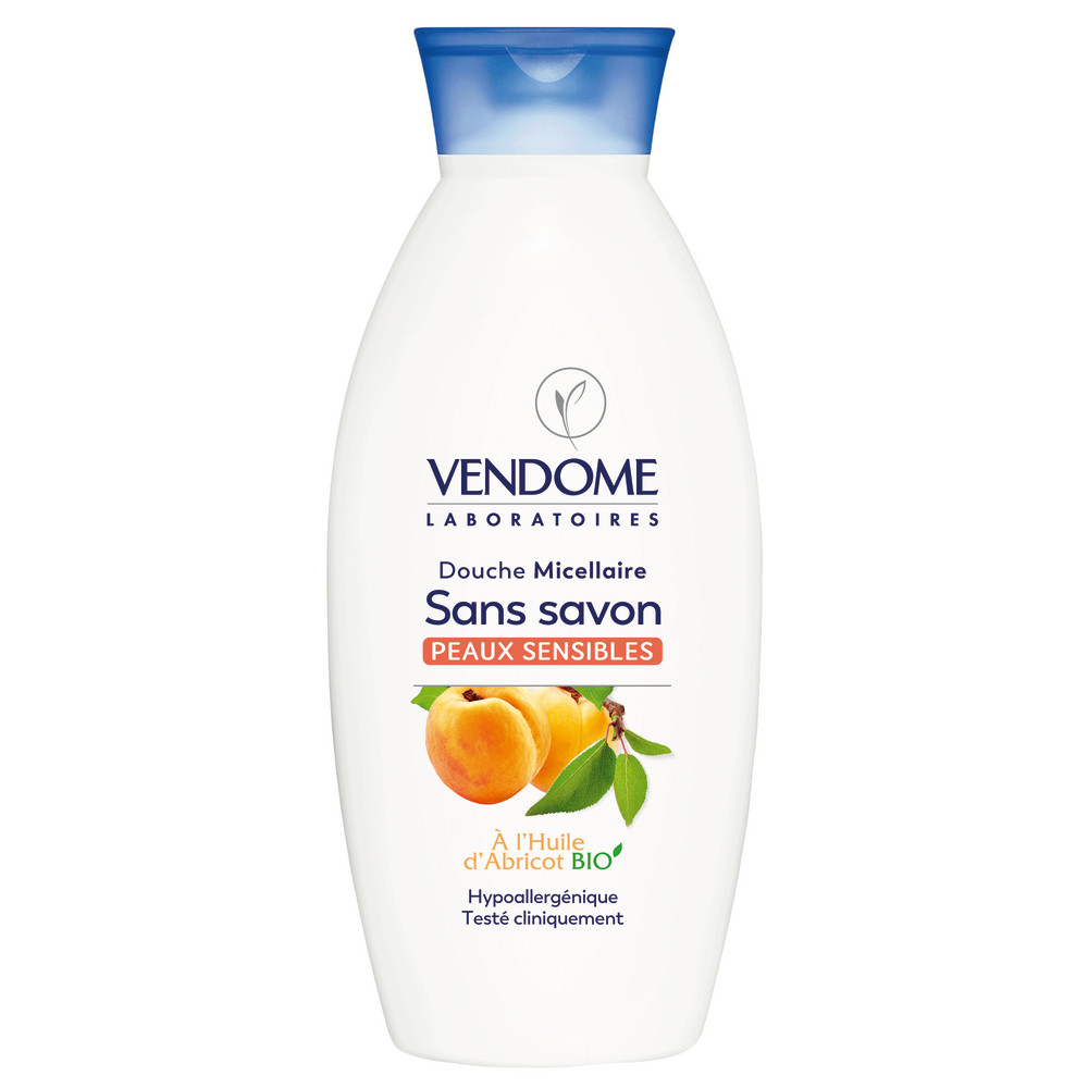 Gel douche micellaire Vendome abricot bio, flacon de 400 ml