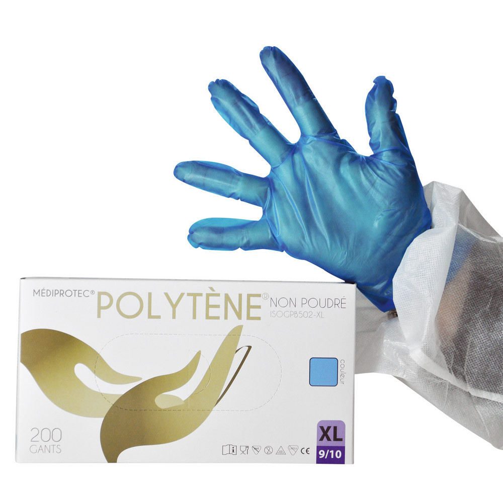 Gants polytène économiques bleus, taille 8, boîte de 200