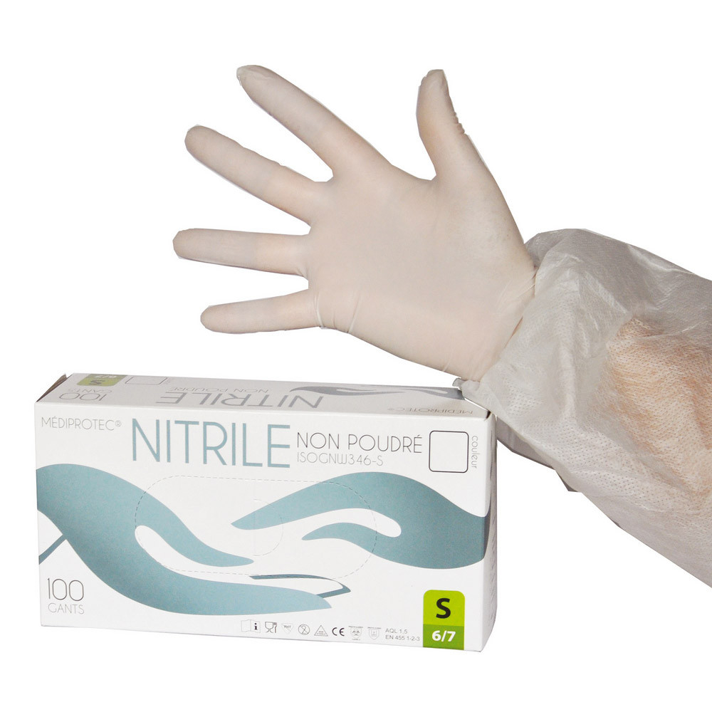 100 gants nitrile économiques non poudrés taille 6
