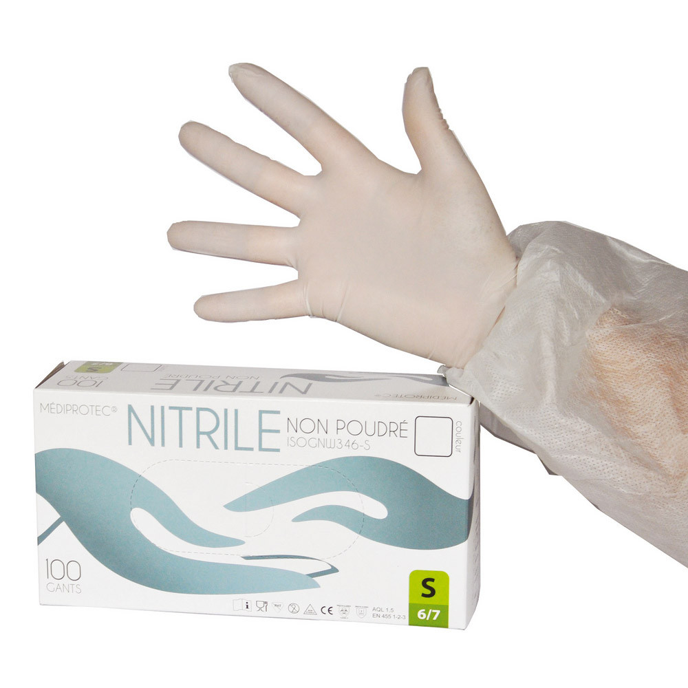 100 gants nitrile économiques non poudrés taille 8.