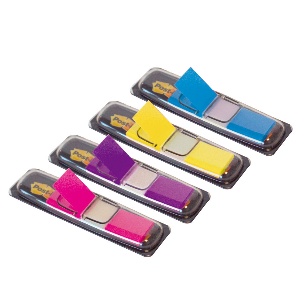 Etui de 4 distributeurs de 35 index Post-it® largeur 12 mm couleurs vives