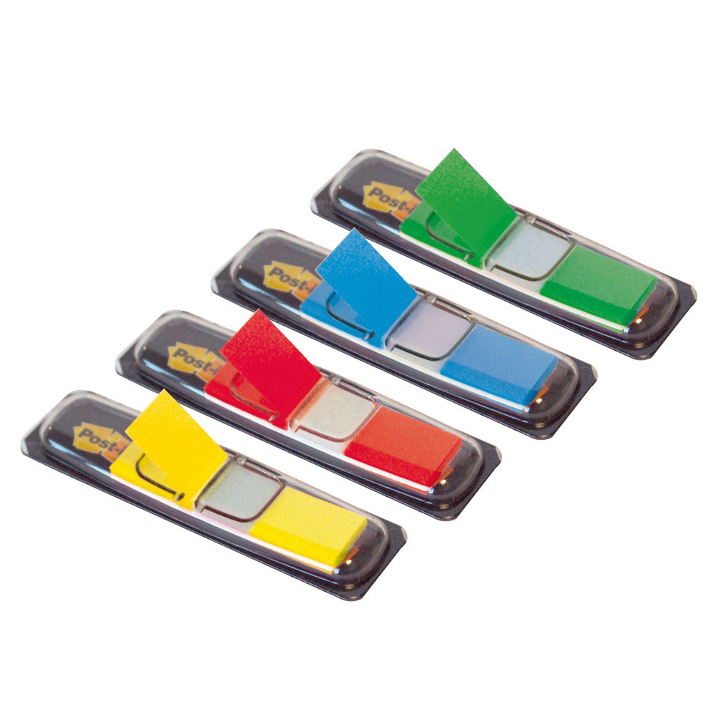 Etui de 4 distributeurs de 35 index Post-it® largeur 12 mm coloris classiques