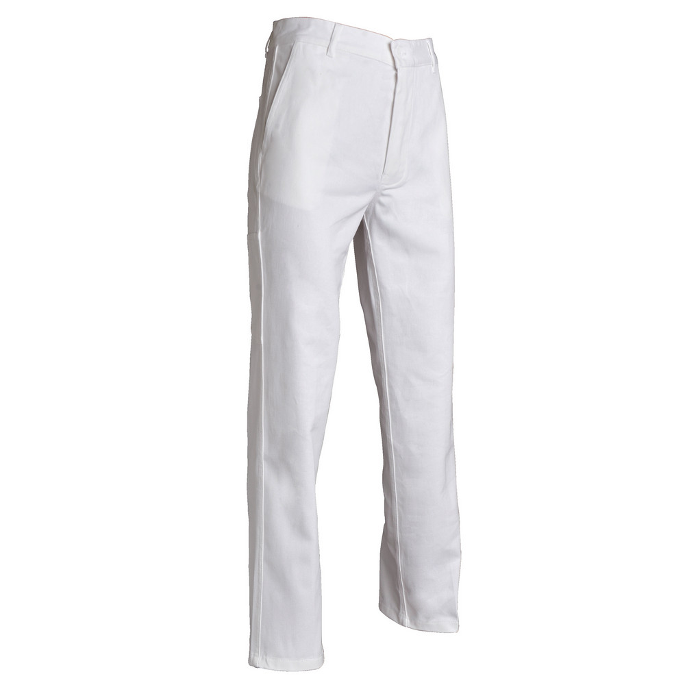Pantalon de travail 100% coton blanc, taille 42