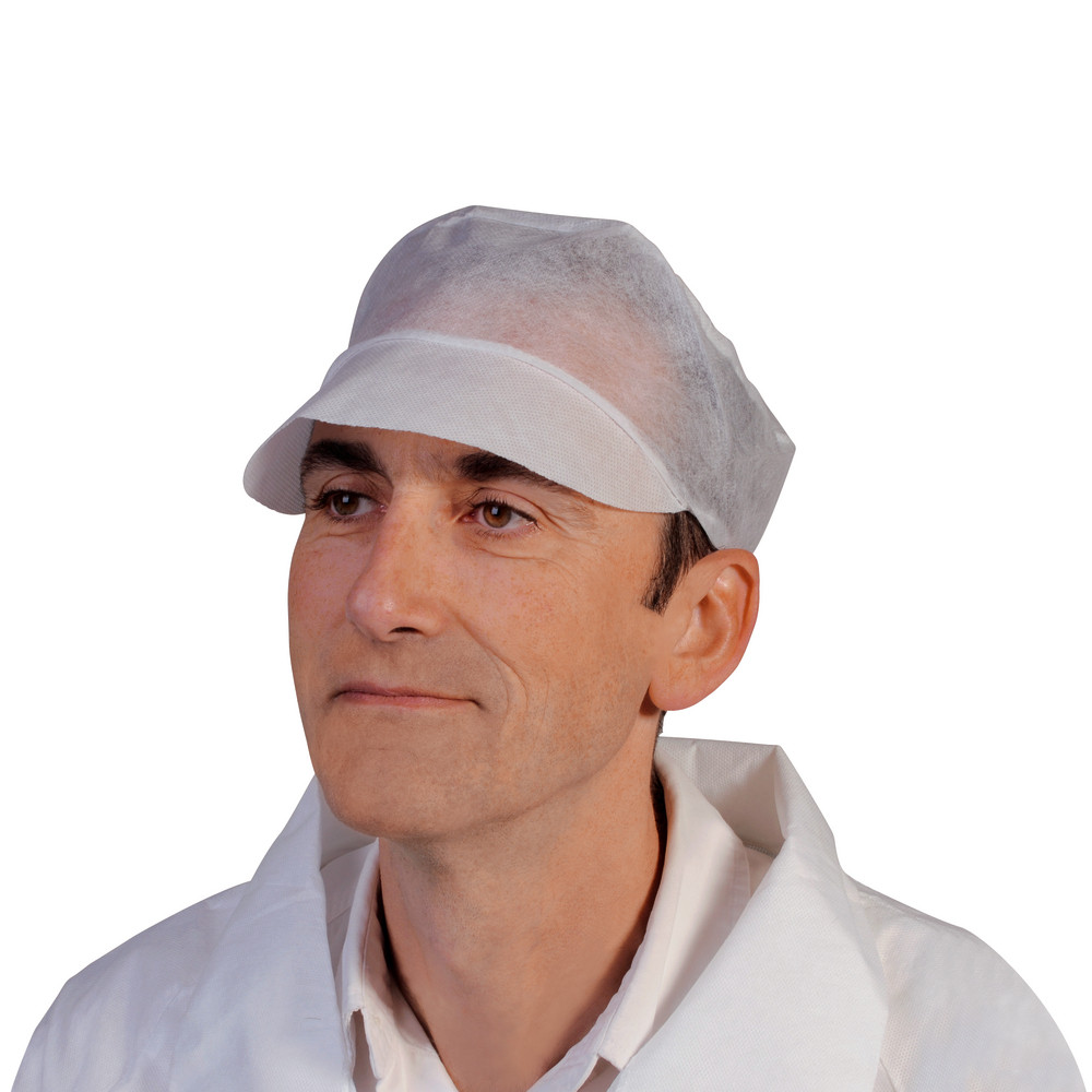 100 casquettes à usage unique blanche taille unique