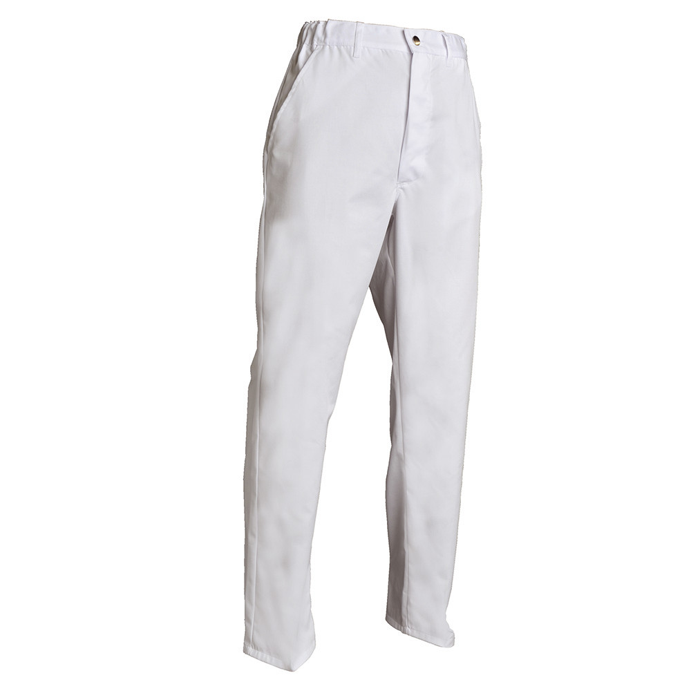 Pantalon cuisinier Guy mixte polycoton blanc, taille 2