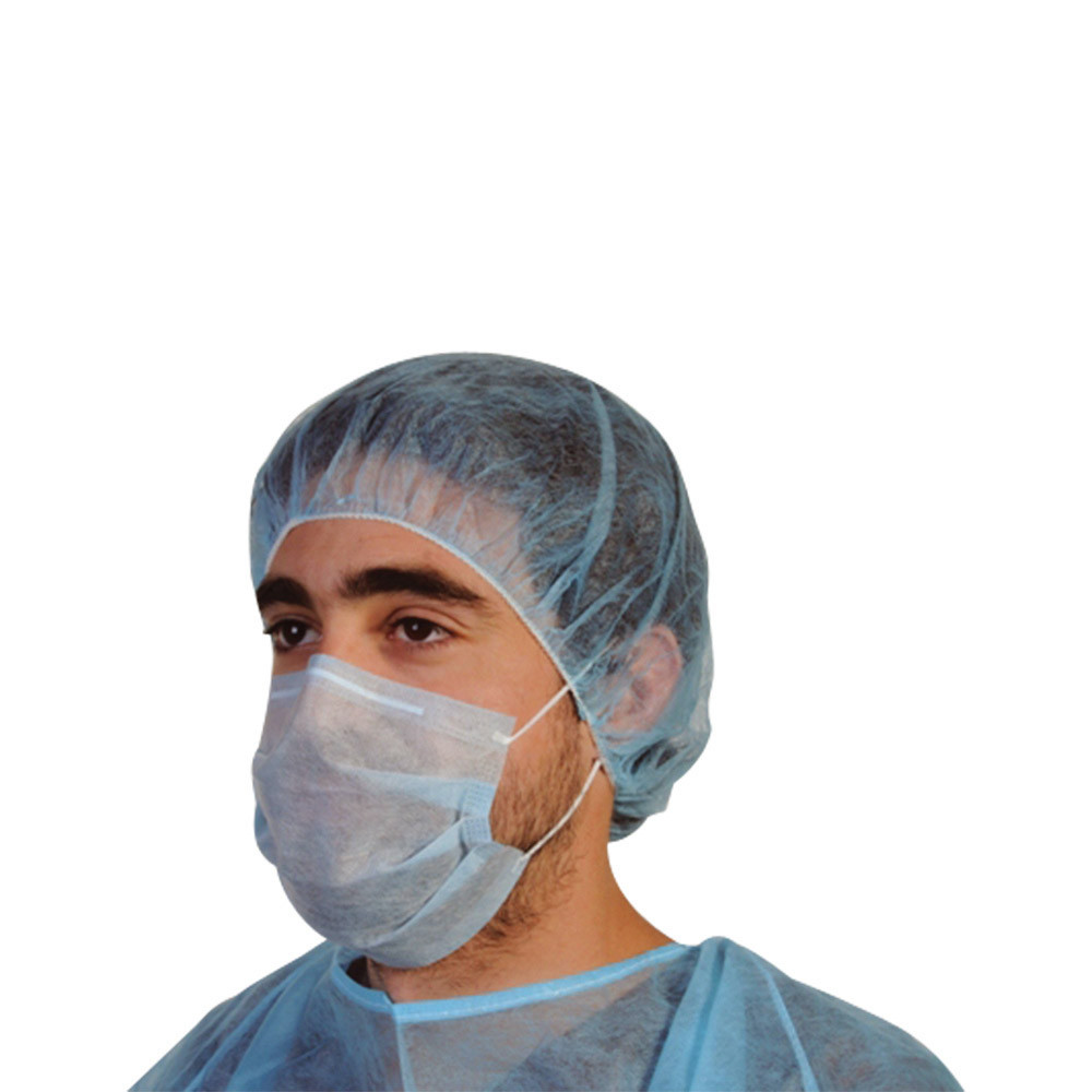 Masques d'hygiène bleus 2 plis agréés contact alimentaire, boîte de 50