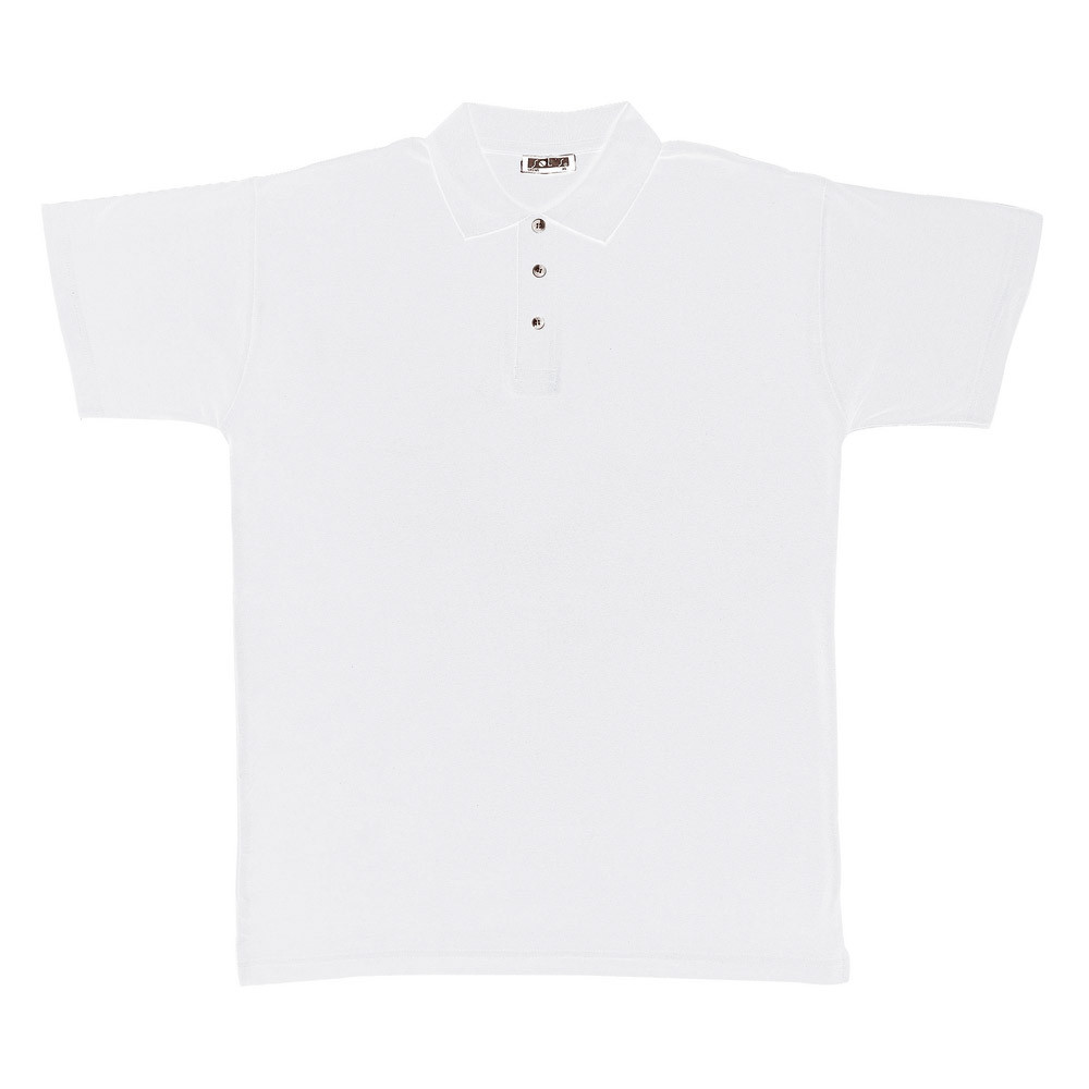 Polo à manches courtes 100% coton blanc, taille XL