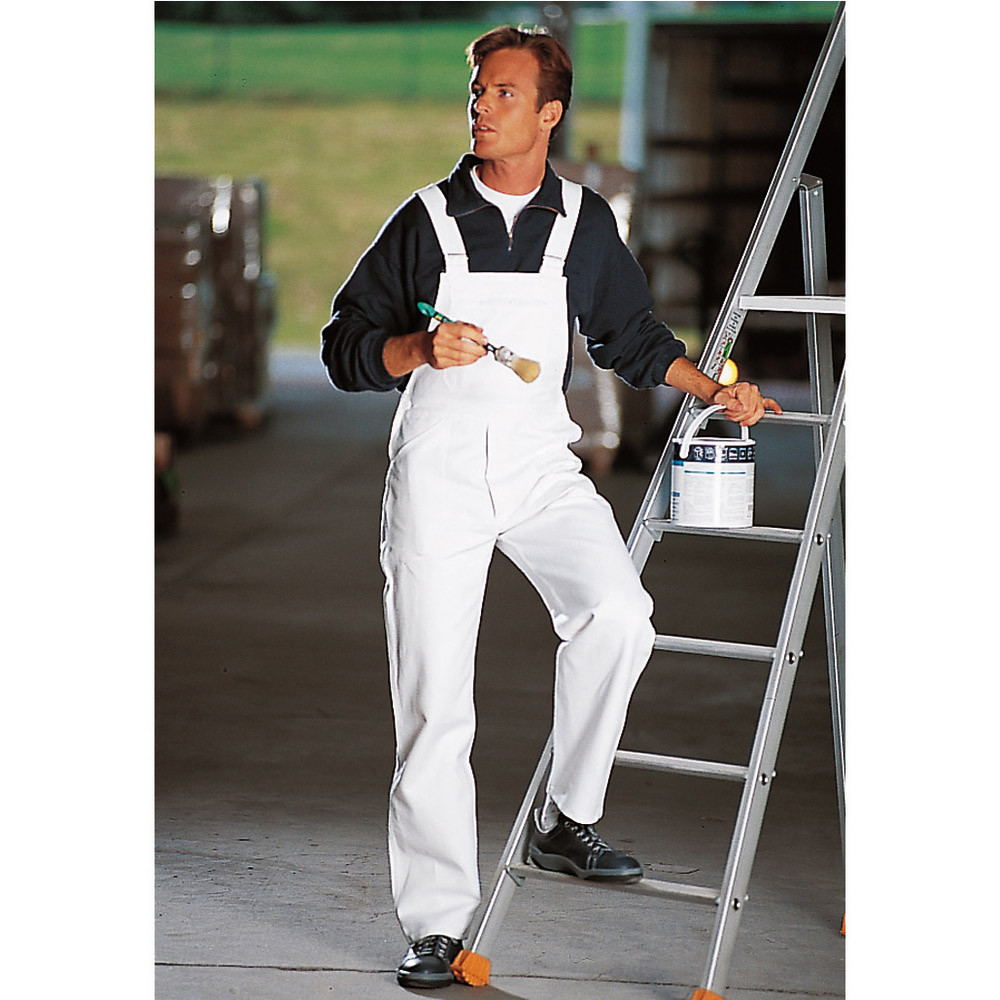 Cotte à bretelles 100% coton blanc, taille 44 / 46