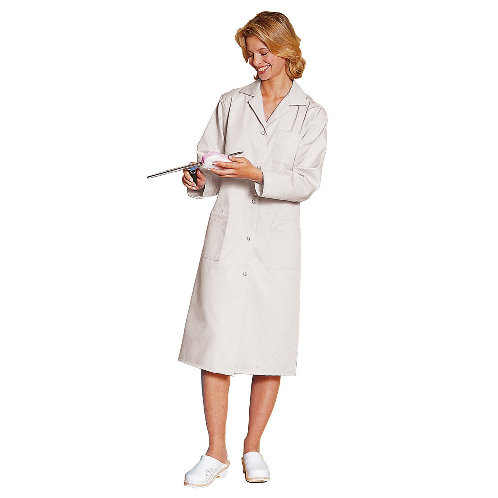 Blouse professionnelle blanche 100% coton manches longues, taille 44/46