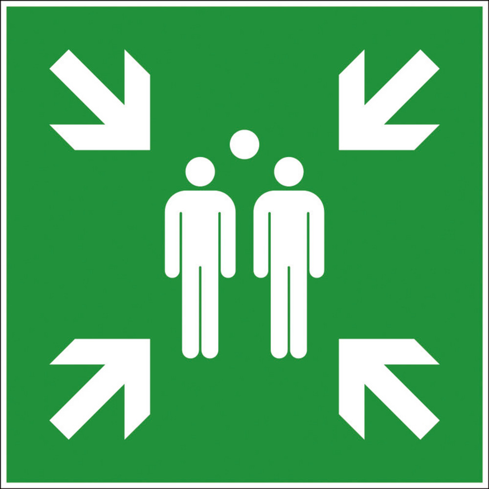 Panneau de signalisation d'évacuation, logo point de rassemblement 20 x 20 cm