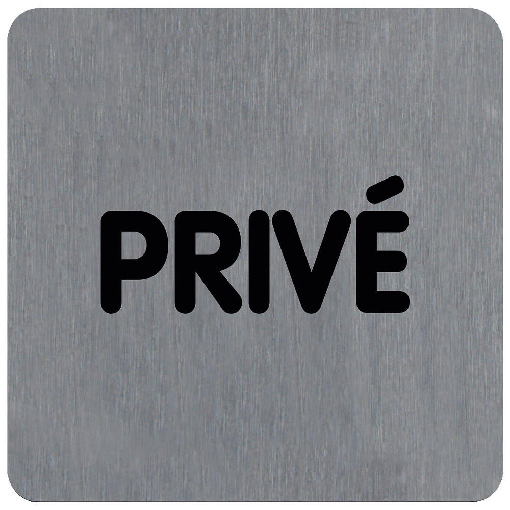 Plaquette de porte privé 10 x 10 cm aluminium brossé
