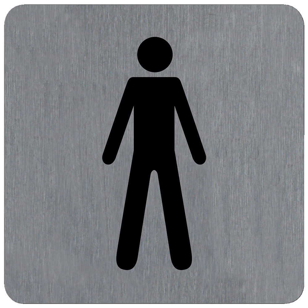 Plaquette de porte toilettes hommes 10 x 10 cm aluminium brossé
