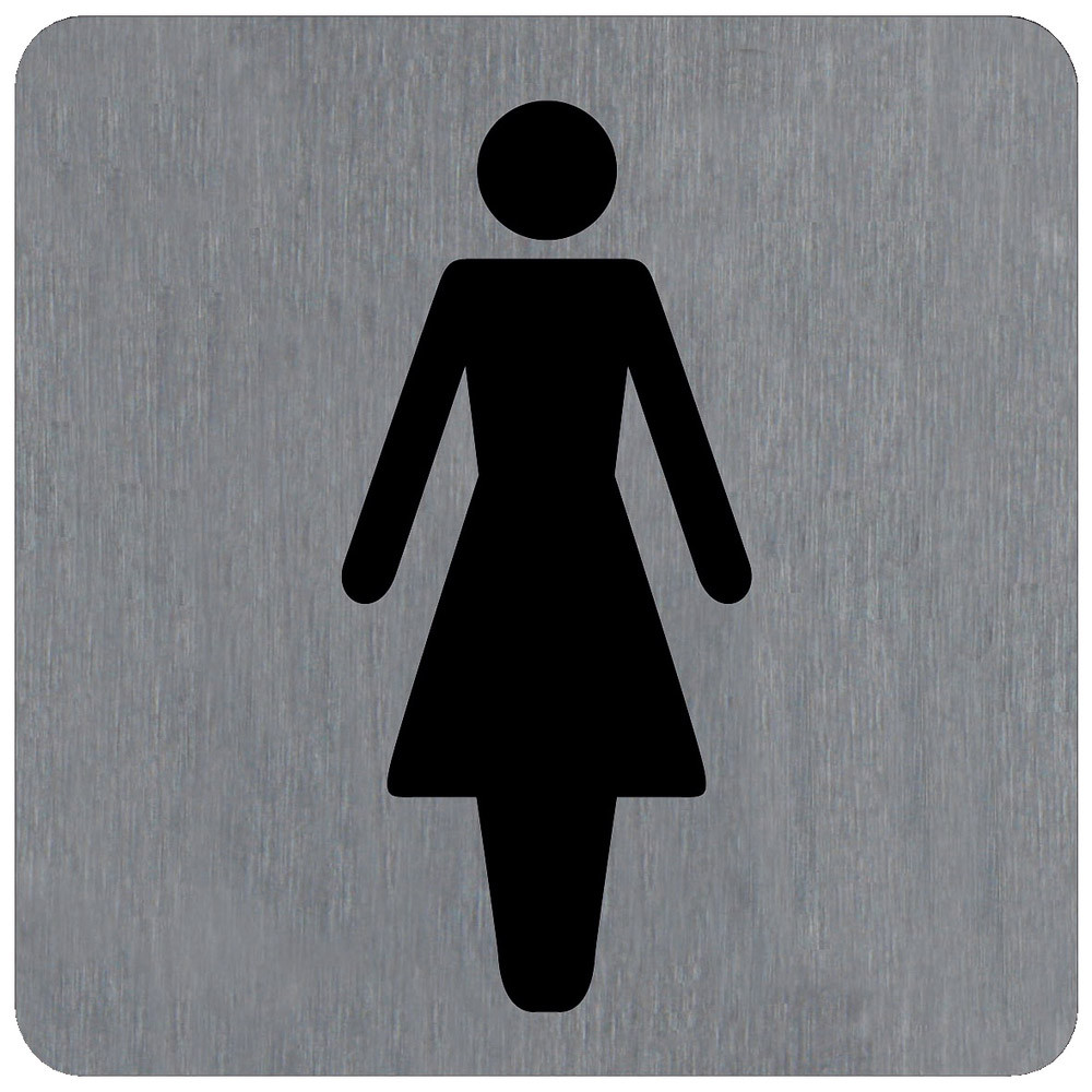 Plaquette de porte toilettes femmes 10 x 10 cm aluminium brossé