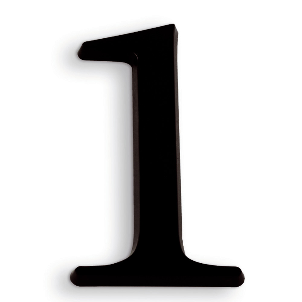 Chiffre autocollant en relief 40 mm noir, lot de 5 chiffres 1