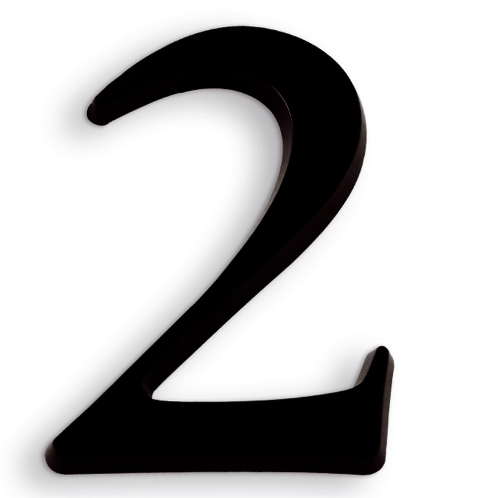 Chiffre autocollant en relief 40 mm noir, lot de 5 chiffres 2