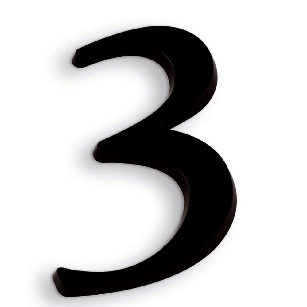 Chiffre autocollant en relief 40 mm noir, lot de 5 chiffres 3