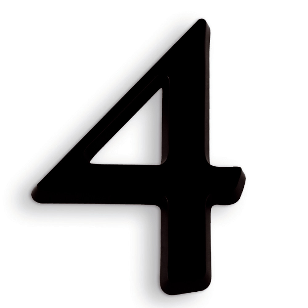 Chiffre autocollant en relief 40 mm noir, lot de 5 chiffres 4