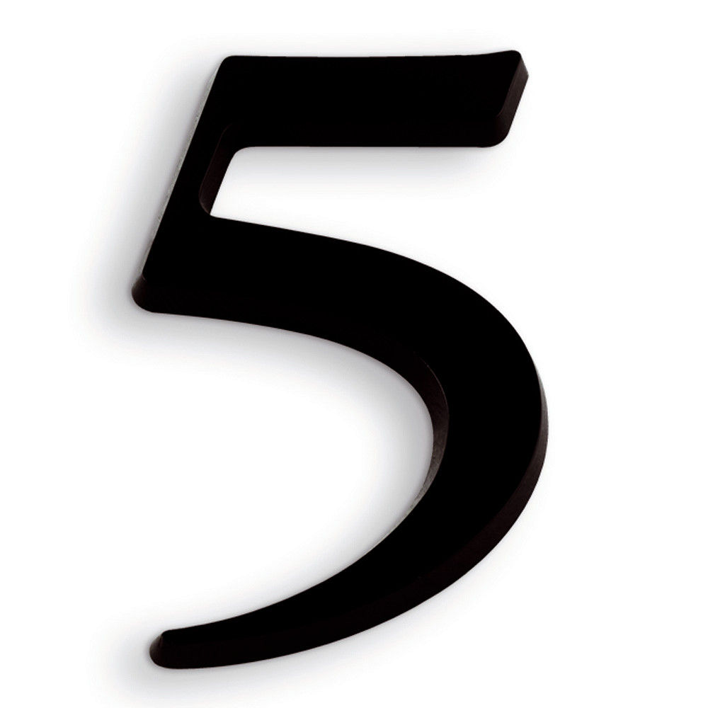 Chiffre autocollant en relief 40 mm noir, lot de 5 chiffres 5
