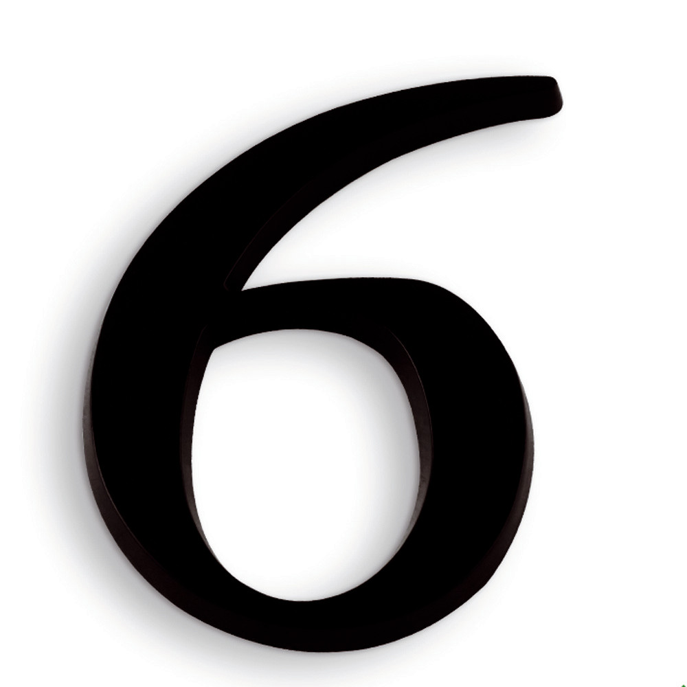 Chiffre autocollant en relief 40 mm noir, lot de 5 chiffres 6