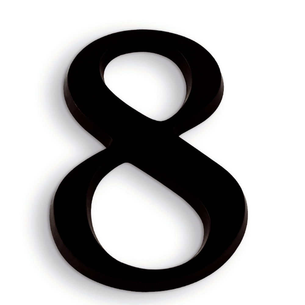 Chiffre autocollant en relief 40 mm noir, lot de 5 chiffres 8