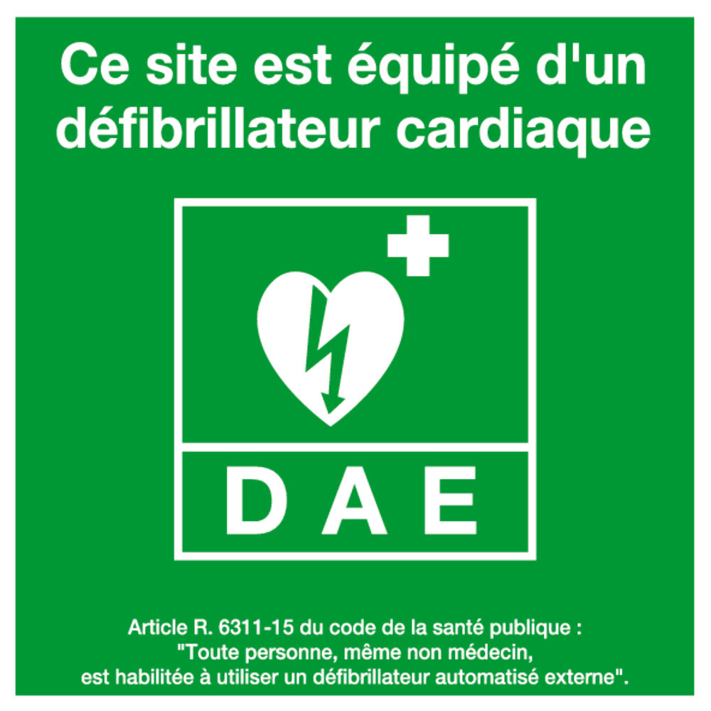 Panneau de signalisation défibrillateur 200 x 200 mm