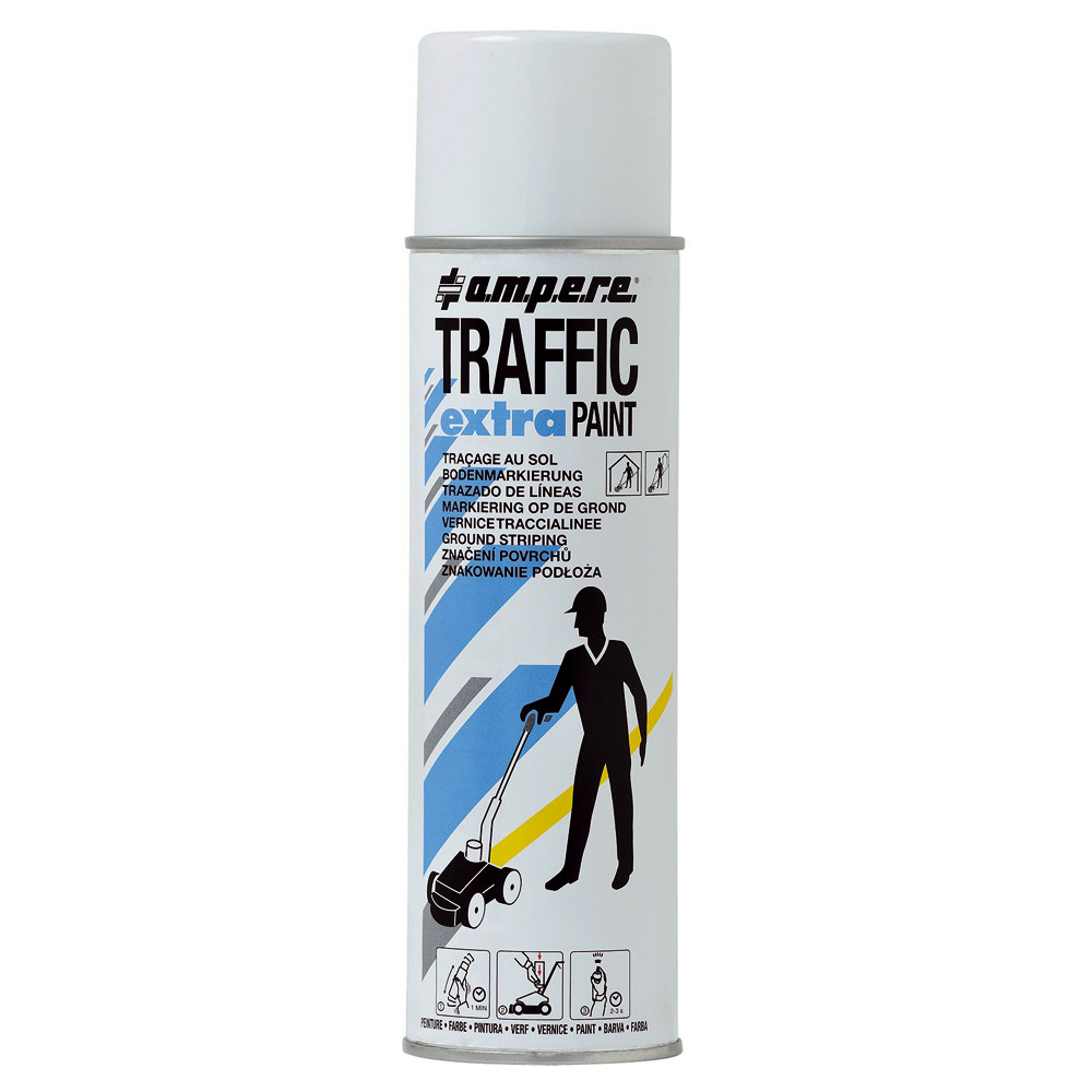 Peinture aérosol Traffic Extra Ampere 500 ml pour traçage coloris blanc