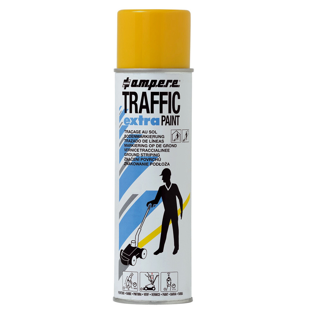 Peinture aérosol Traffic Extra Ampere 500 ml pour traçage coloris jaune