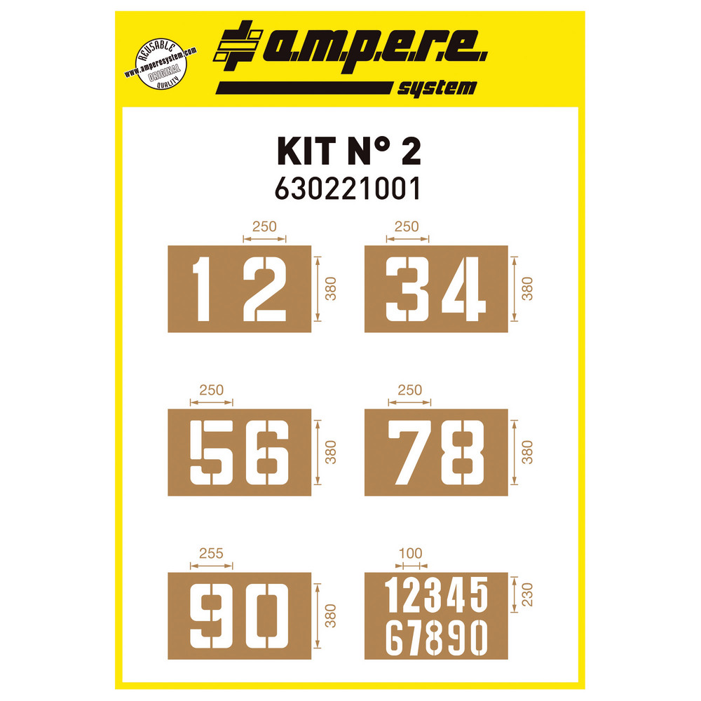 Pochoirs chiffres 0 à 9 Ampere, lot de 6