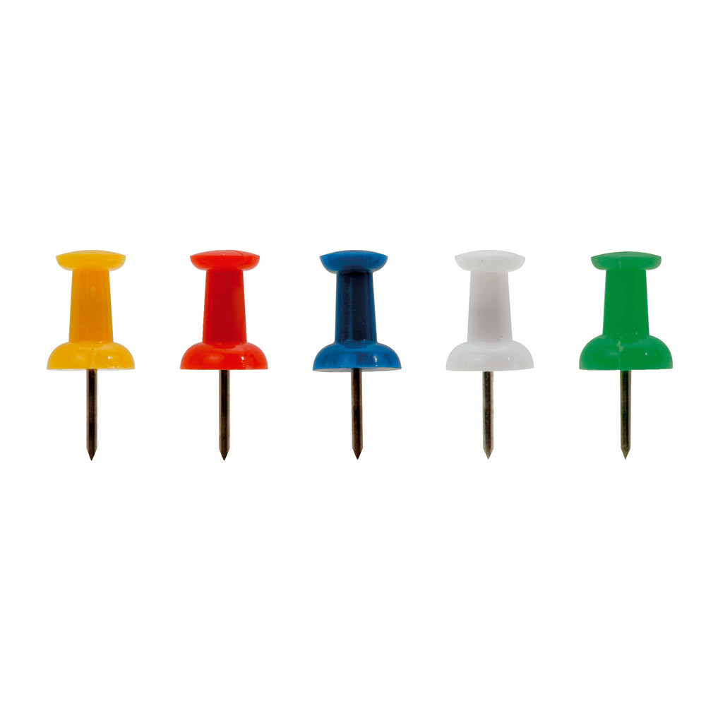 100 épingles push pins coloris assortis, la boîte