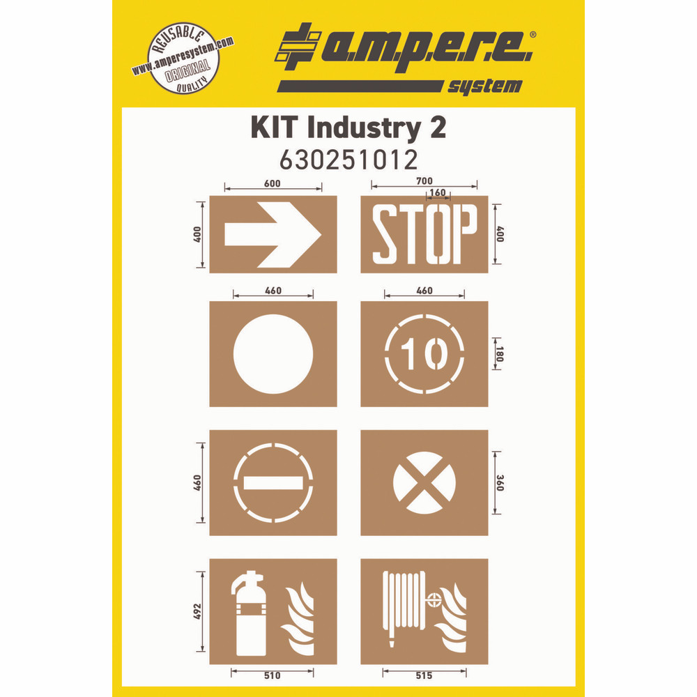Pochoirs marquage au sol Ampere spécial industries, kit de 8