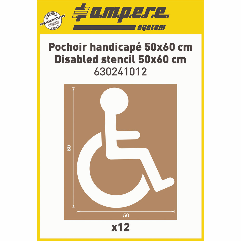 Pochoirs marquage au sol Ampere handicapé, lot de 12