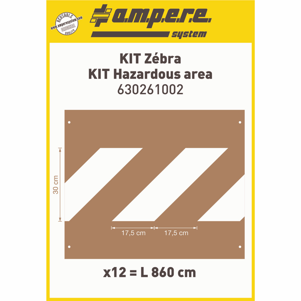 Pochoirs marquage au sol Ampere zebra, lot de 12