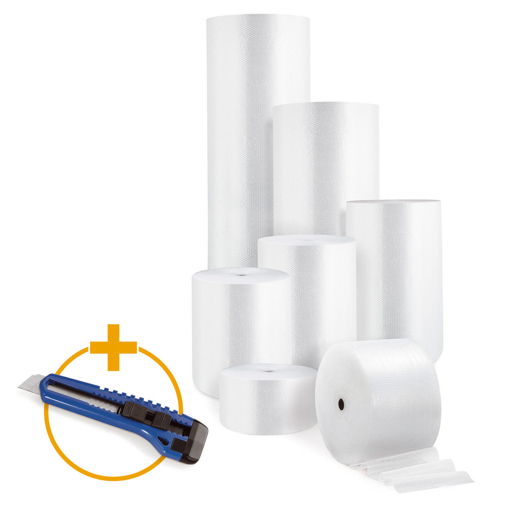 Lot de 2 rouleaux film à bulles diamètre 10 mm, 50 cm x 50 m