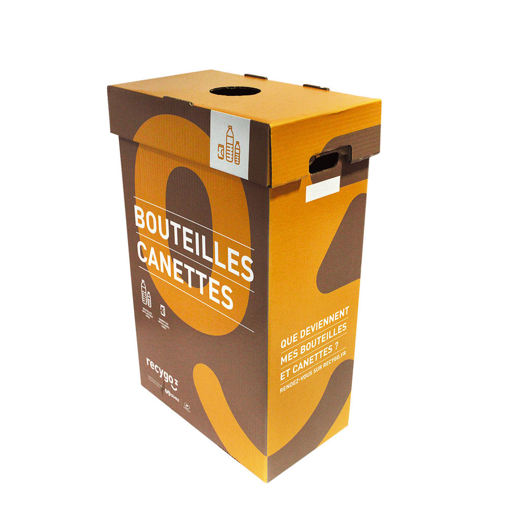 ECOBOX boîte de collecte pour le tri et recyclage des bouteilles plastiques et canettes, par 10