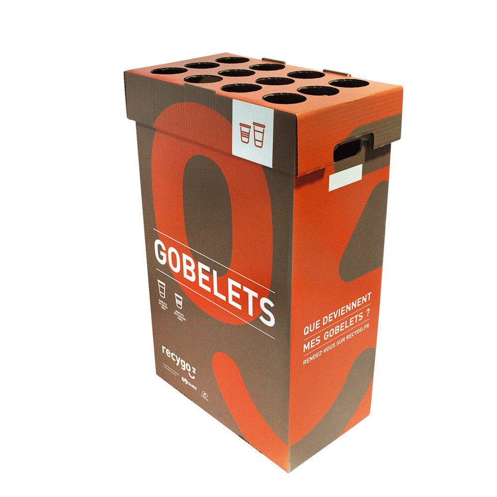 ECOBOX boîte de collecte pour le tri et recyclage des gobelets, par 10