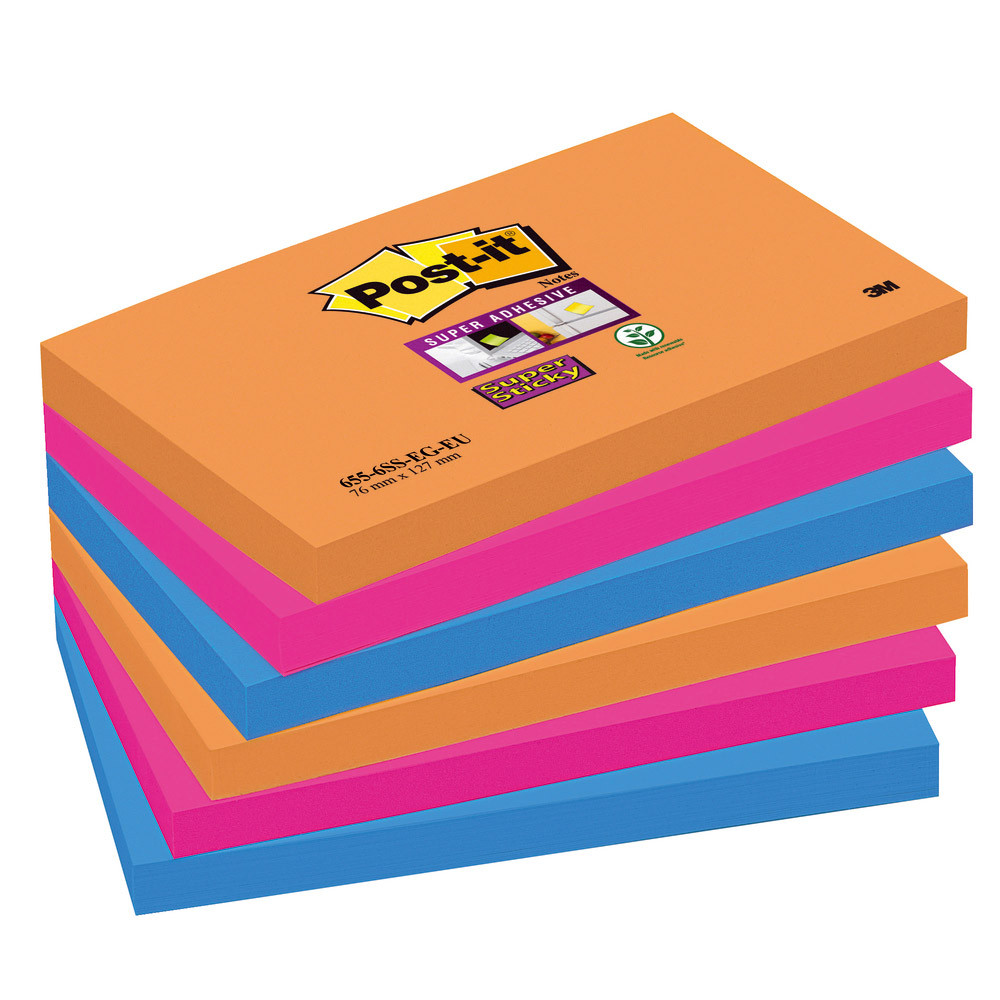 12 blocs notes repositionnables Post-it® Super Sticky Bangkok 76 x 127 mm