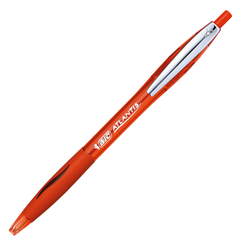 12 stylos-bille rétractables BIC Atlantis Soft rouges