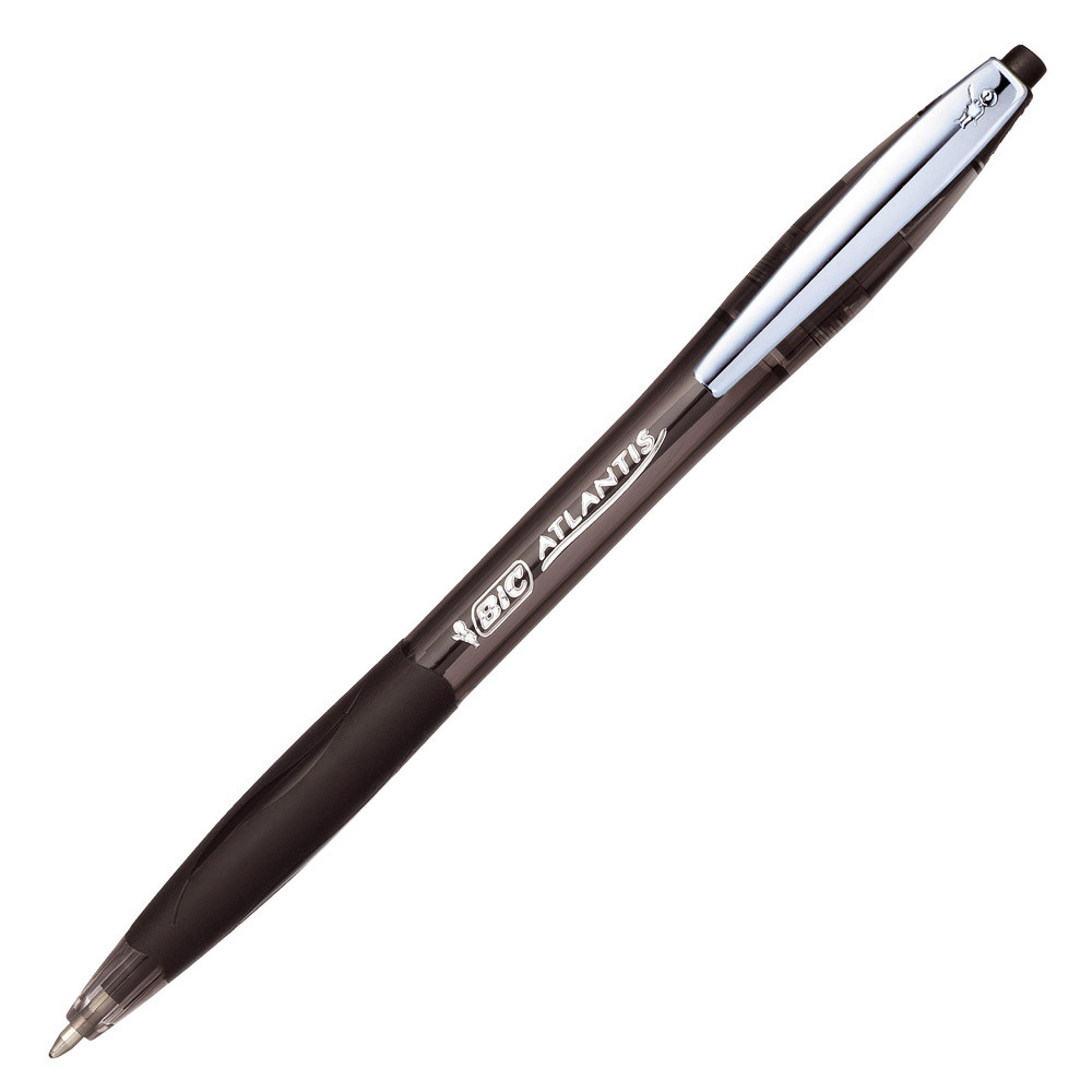 12 stylos-bille rétractables BIC Atlantis Soft noirs
