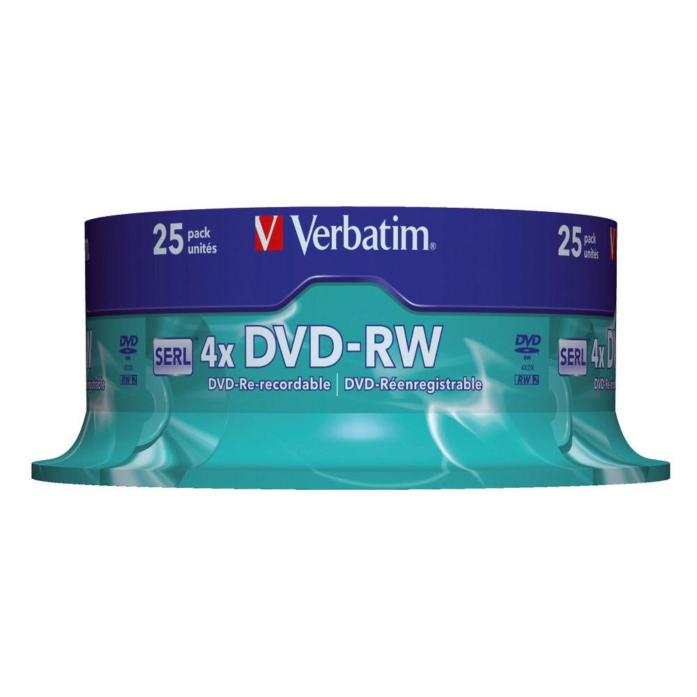 Spindle 25 DVD-RW 4,7 Go Verbatim SERL 4x réinscriptibles