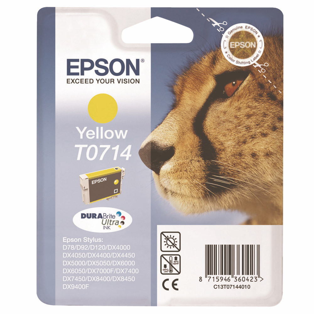 Cartouche Epson T0714 jaune pour imprimantes jet d'encre